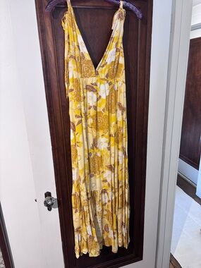 Abercrombie & Fitch Yellow Floral Sundress with Tie Straps